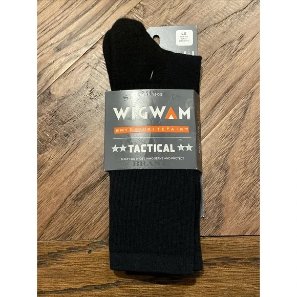 Wigwam Tactical Black Crew‎ Socks Large Mens 9-12 Womens 10-13 New
