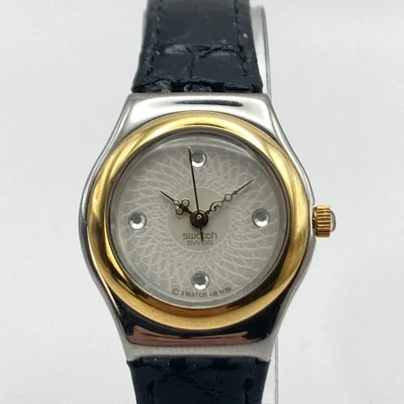 Swatch Irony Lady Reverence Watch 24mm Gold Silver Tone Swiss New Battery 7.5