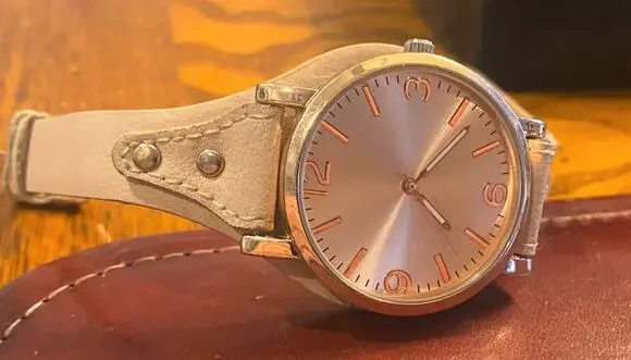 Women's 40mm Rose gold Tone Watch, Beige Strap