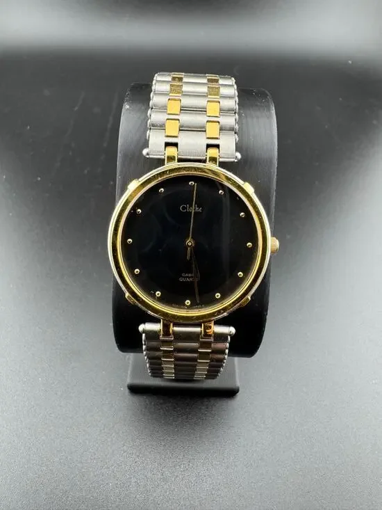 Casio Cloche Quartz Watch Two Tone Black Dial Mens NIB