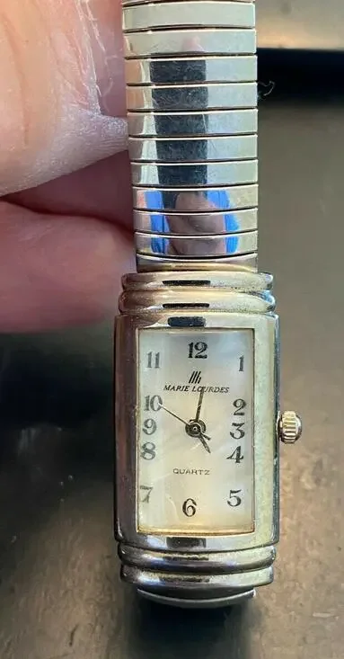 Women's Marie Lourdes Watch, Silver Tone, Expansion Band, Thick Crystal