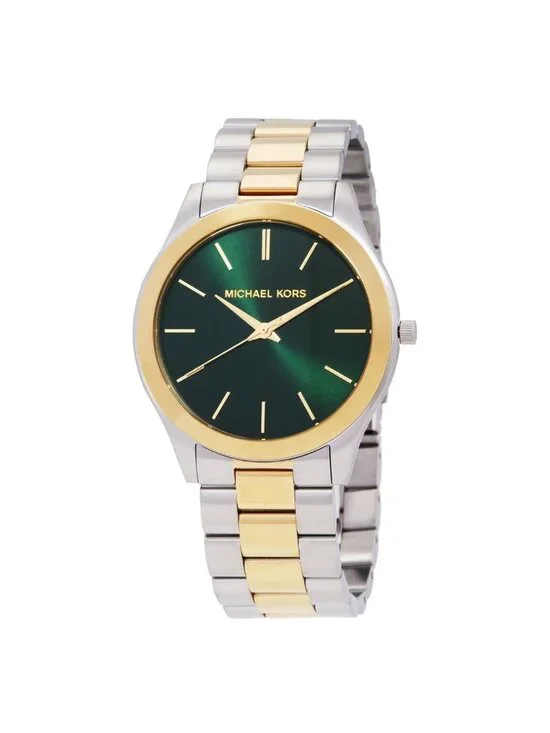 NWT Michael Kors Slim Runway Quartz Green Dial Men's Watch