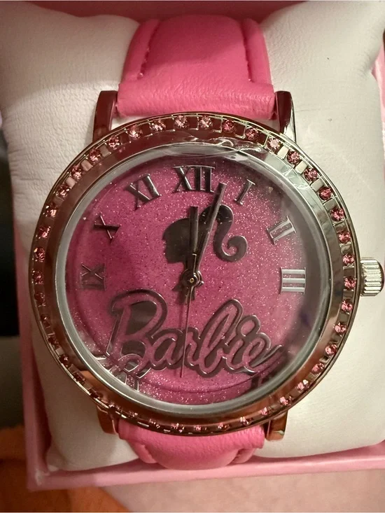 Barbie Hot Pink Logo Watch with Pink Crystal Bezel