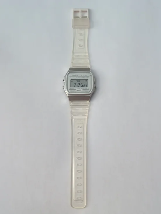 Casio F-91W Women's Digital Watch Silver Clear