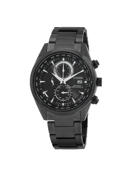 NWT Citizen Perpetual Alarm World Time Chronograph GMT Black Dial Men's Watch