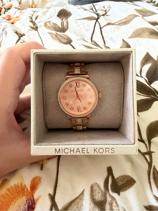 Michael Kors Rose Gold Tone Crystal Accent Women's Watch