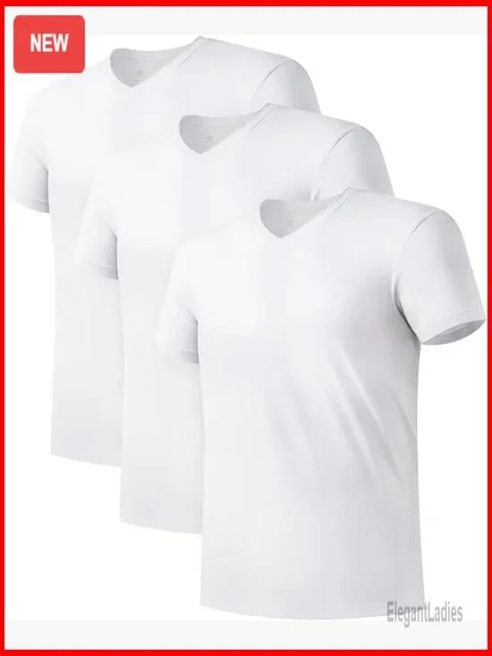 Men's Bamboo Rayon Moisture-Wicking V-Neck Undershirt 3-Pack