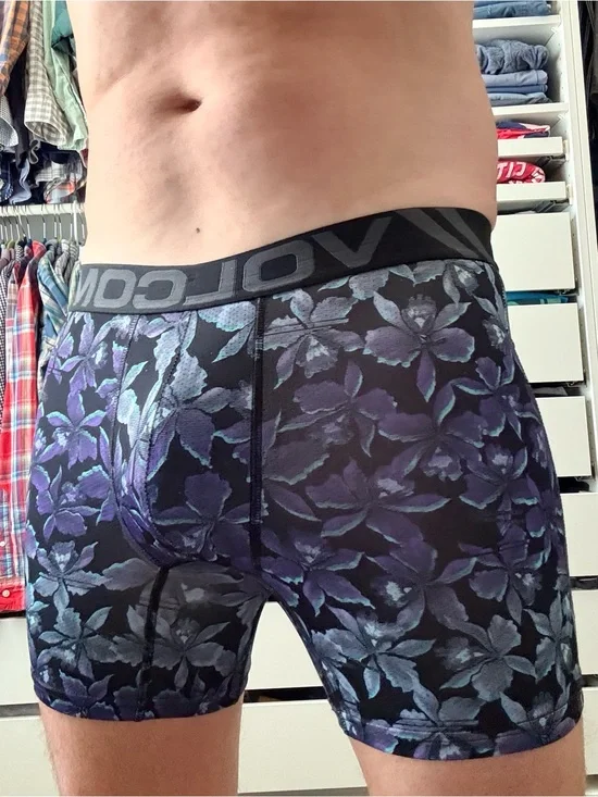 Volcom Men's Black Boxer Briefs with Purple Floral Print