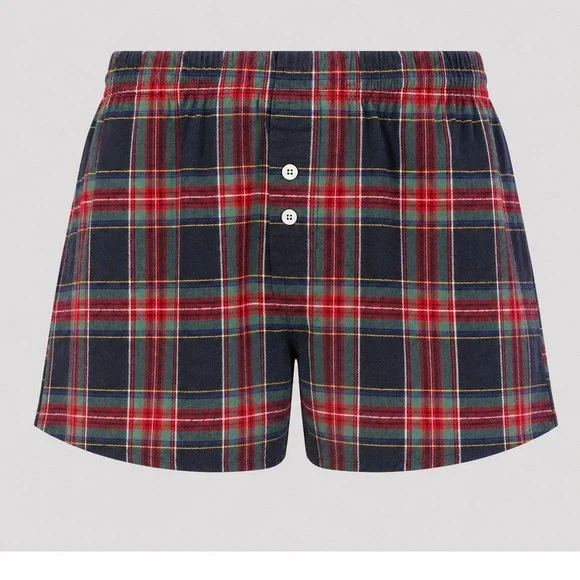 Vintage Cherokee Plaid Flannel Lounge Sleep Shorts‎ Women M Christmas Y2K