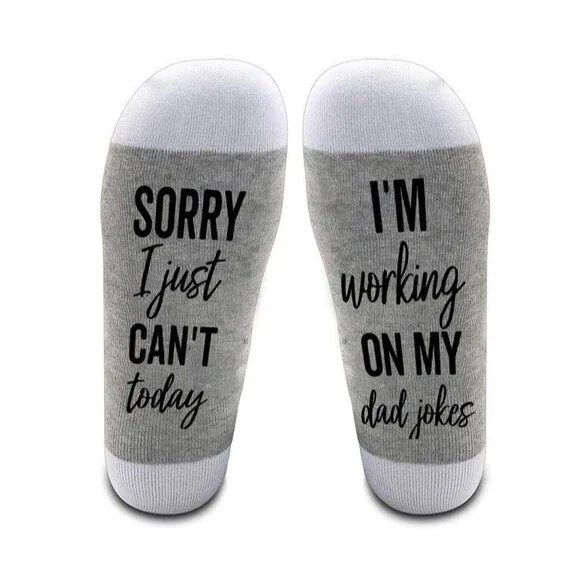 NWT “Sorry I Just Cant Today I’m Working On My Dad Jokes” Socks Med Grey Father