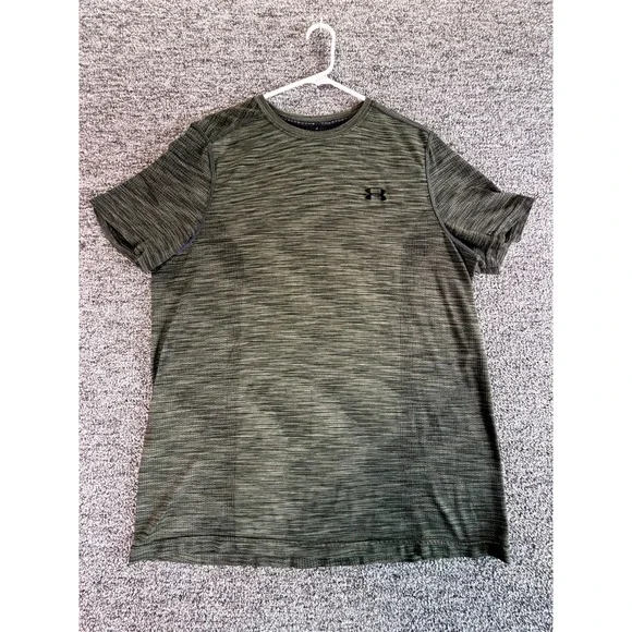 Under Armour Threadborne HeatGear T-Shirt Mens XL Green Space Dye Fitted Casual