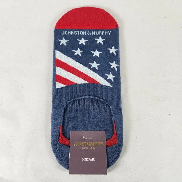 NWT Johnston & Murphy Mens American Flag No Show Liner Socks Blue Red White New