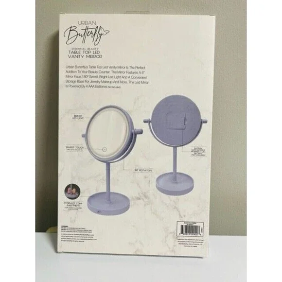 Urban‎ Butterfly Blue Table Top LED Vanity Mirror Smart Touch NEW