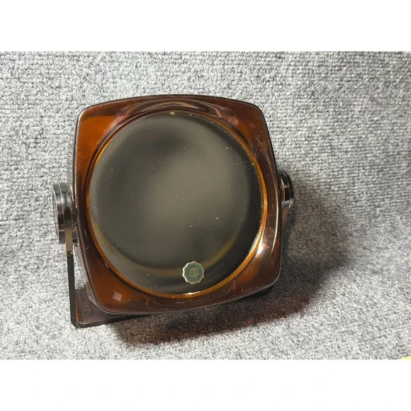 Vintage 1980s Lucite Amber Swivel Vanity Mirror Double Sided Magnifying Brown