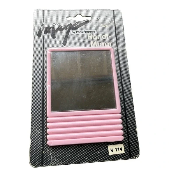 Vintage NIP 1985 Mon image One-Sided Hand Mirror Pink By Paris Presents V114