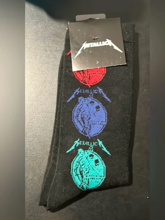 METALLICA STACK CREW SOCKS URBAN OUTFITTERS OS BLACK/MULTICOLOR UNISEX NIP