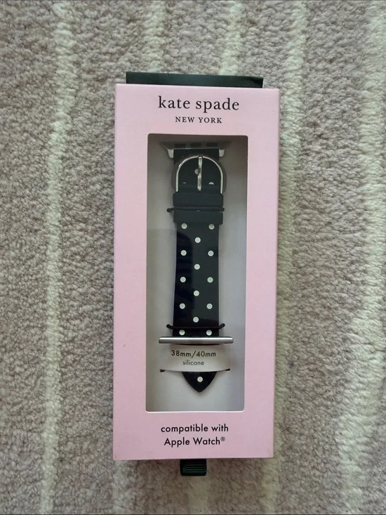 Kate Spade New York Black and White Polka Dot Silicone Apple Watch Strap