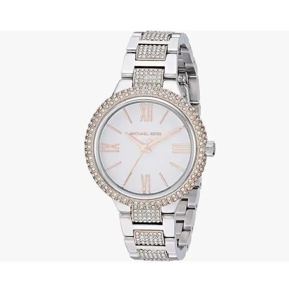Michael Kors Women's Taryn Rose Gold & Silver Glitz Pave Two Tone Watch MK4461