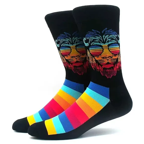 Mens Lion Rasta Style‎ Striped Socks Size 7-11