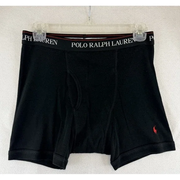 Polo Ralph Lauren Men's Black Cotton Boxer Brief Classic Fit, Size Medium, NWOT‎