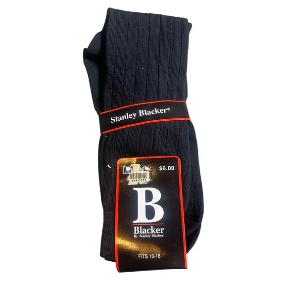 Stanley‎ Blacker Dress Socks Mens 13-16 Navy Blue NEW Vintage 1992 Ribbed Cotton