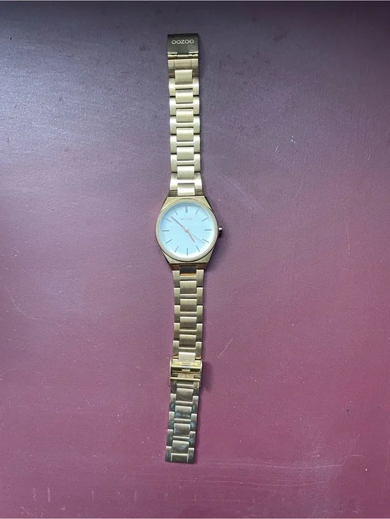 OOZOO Gold-Tone Stainless Steel Watch with White Dial