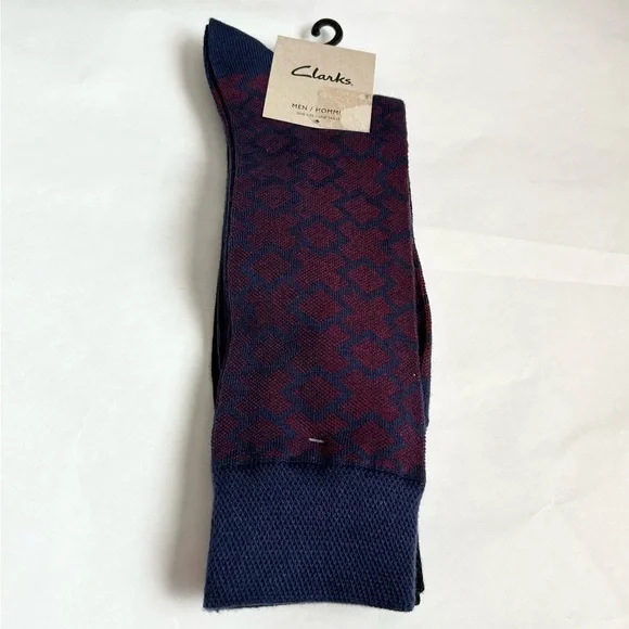 Clark Men’s Dress Socks Black/Blue Noir/Blue 2 Pairs NWT