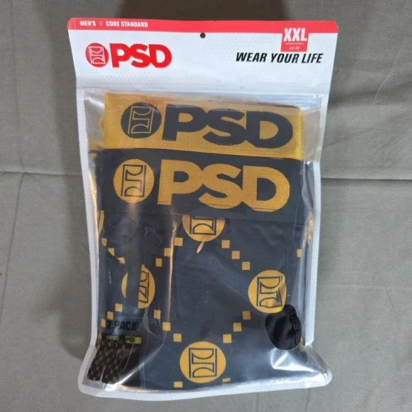 PSD Men's Emblem Luxe Size XXL 2 Pack Core Standard Premium Boxer Briefs
