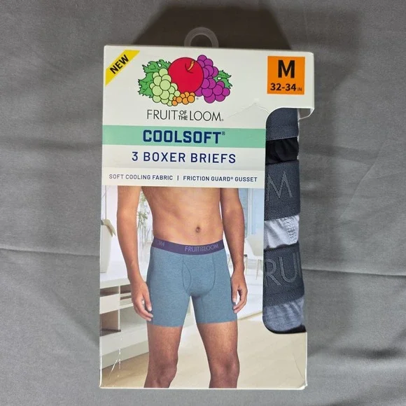 Fruit of the Loom Coolsoft Boxer Briefs 3-Pack Multicolor Medium Friction Guard