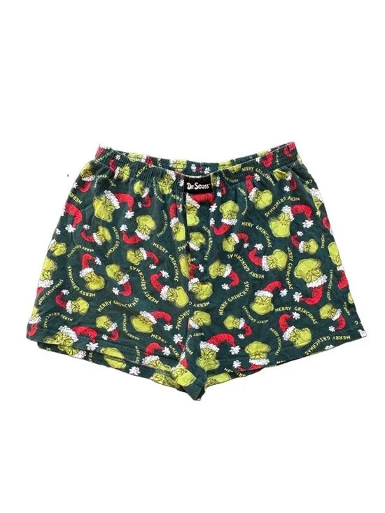 Dr. Seuss The Grinch Men's XL Merry Grinchmas Boxers Green Red Holiday Sleepwear