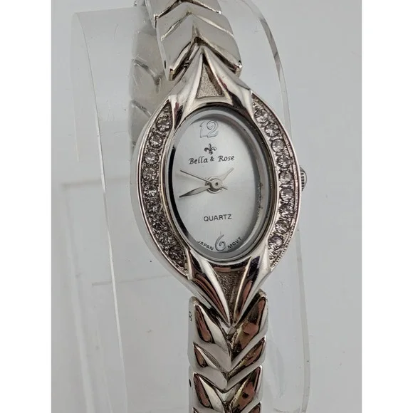 Bella & Rose Watch Women 20mm Case‎ Crystal Bezel Silver 7.25