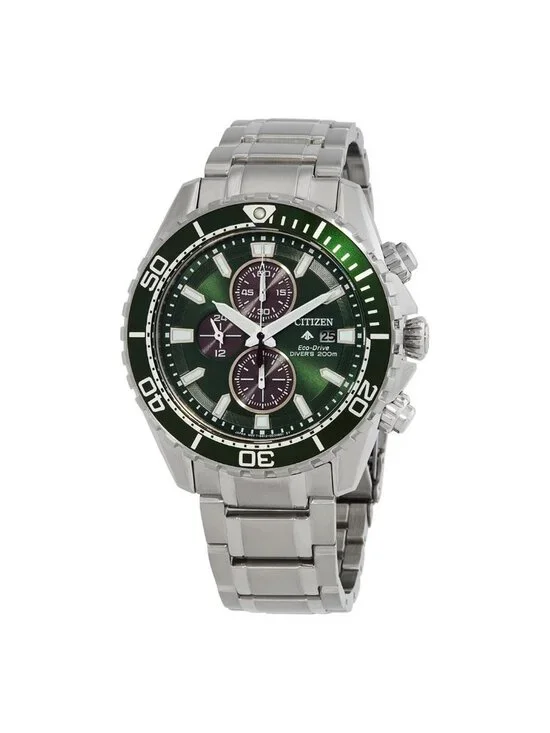 NWT Citizen Promaster Dive Chronograph Eco-Drive Green Dial Men's Watch
