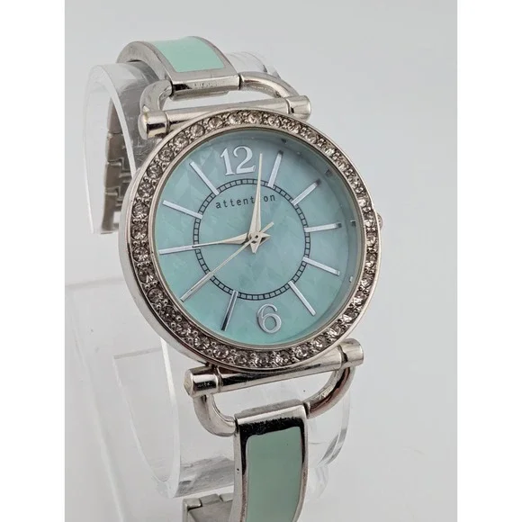 Attention Watch Women 34mm Silver‎ Case Green 6.5