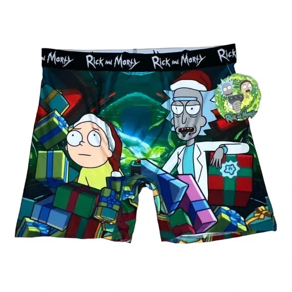 MENS RICK AND MORTY CHRISTMAS BOXER BRIEF SIZE XL