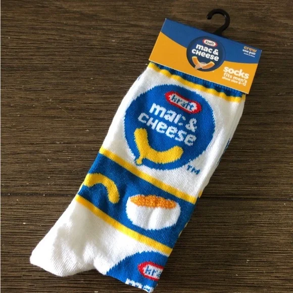 Kraft Mac and Cheese food novelty men’s crew socks