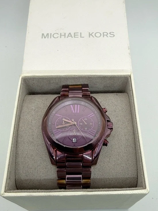 Michael Kors MK6721 Bradshaw Purple Chronograph Watch Box Extra Links