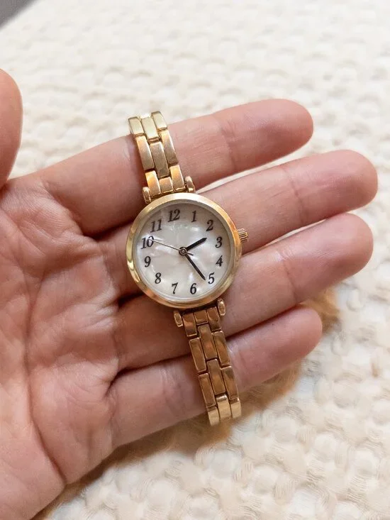 Gold Pearl Chain Watch