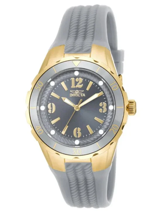 Invicta Angel Halo Women's Watch Gold‎ Tone Gray Strap 38mm Quartz New