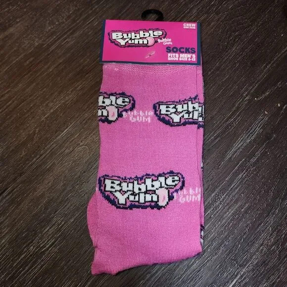 Bubble Yum Novelty Crew Socks Mens Size 6-12 Odd‎ Sox Food Gift One-Pair