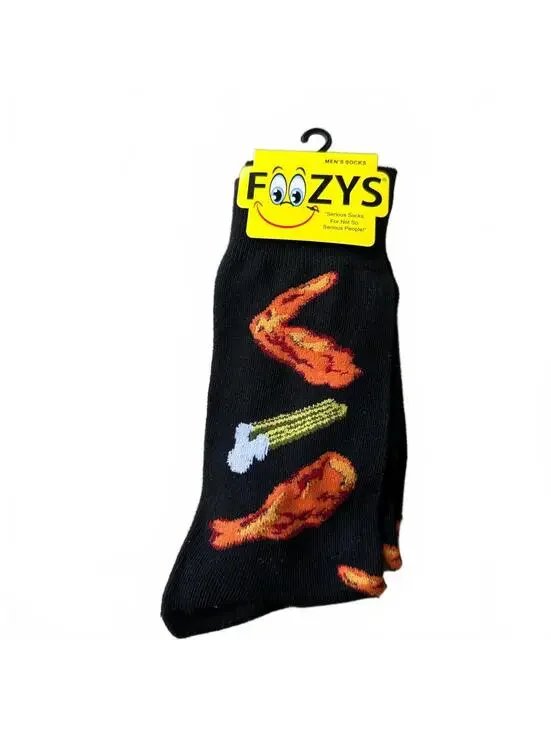 Foozys Men's Socks with Chicken Wing and Celery Design