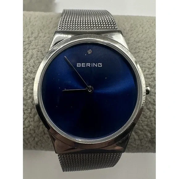 Bering Ladies Watch Wristwatch New Battery Blue Dial 12130-007 Mesh‎ Band Y