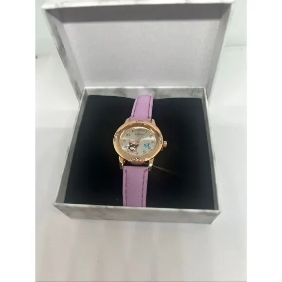 Kuromi Pink Watch Rose Gold Tone Crystal Bezel w/ Box NEW