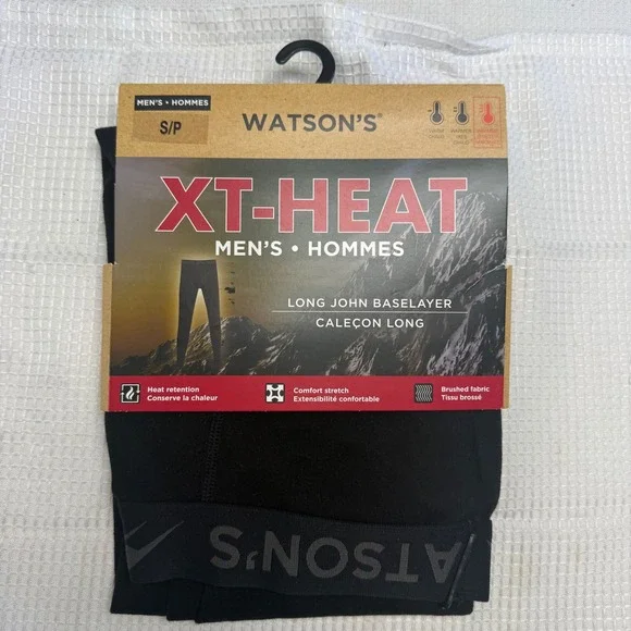 Watsons XT-HEAT Mens Long John Baselayer Thermal Pants Black S S/P Warmest New