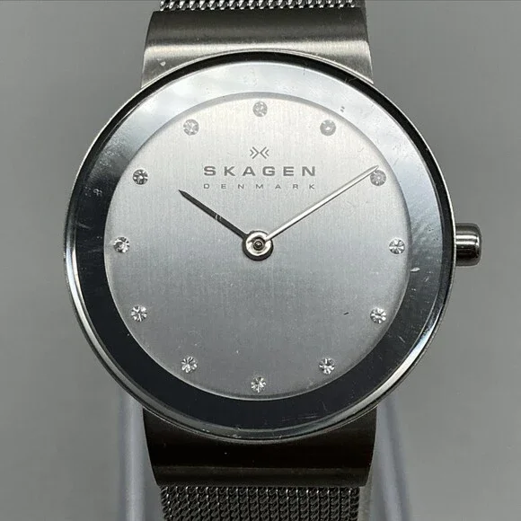 Skagen 358SSSD Womens Watch 26mm Silver Tone Mesh Stainless Steel New Battery