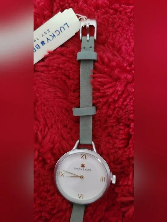 Lucky Brand* Women's Watch.  Soft Greyish/green Genuine Leather Band.
