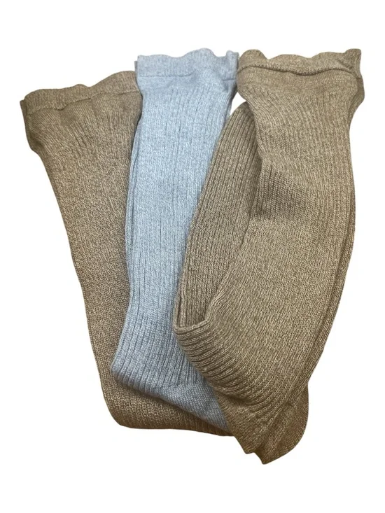 Haband Men's Ribbed Crew Socks - Taupe & Light Blue 3-Pack