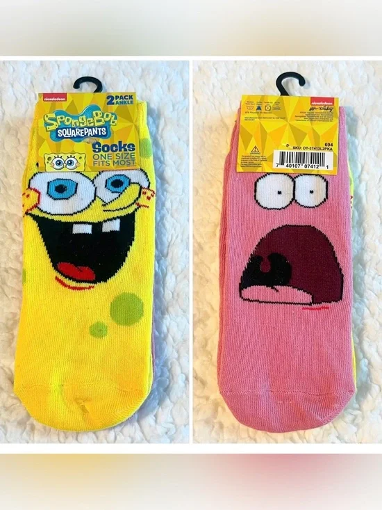 SpongeBob SquarePants & Patrick 2 Pack Ankle Socks