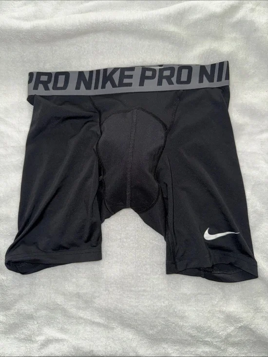 Nike Black Compression Boxer Briefs with Gray Waistband and White Swoosh