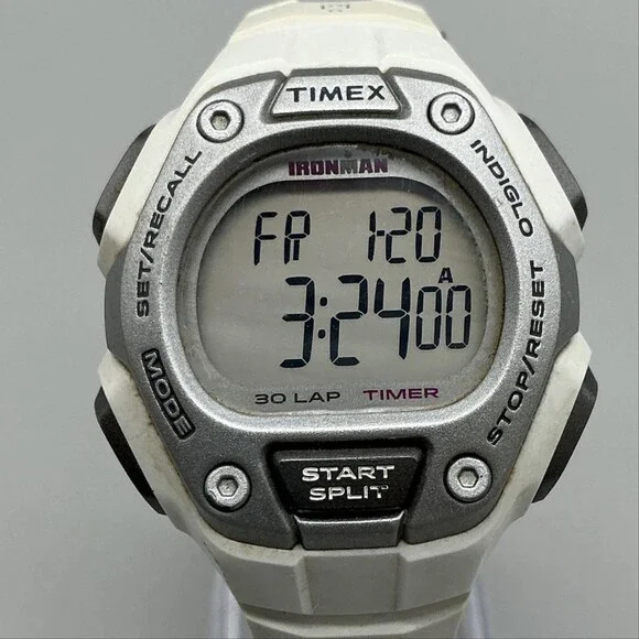 Timex Ironman 30 Lap Womens Watch 37mm Silver Tone Digital Indiglo New Battery