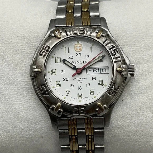 Wenger SMT Design Womens Watch 29mm Day Date Two Tone Swiss New Battery 6.25